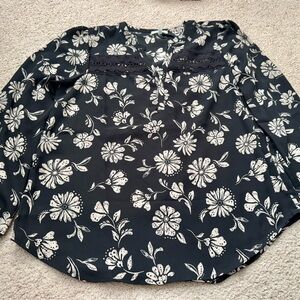 Maurices Black Floral Lace Yoke Blouse
